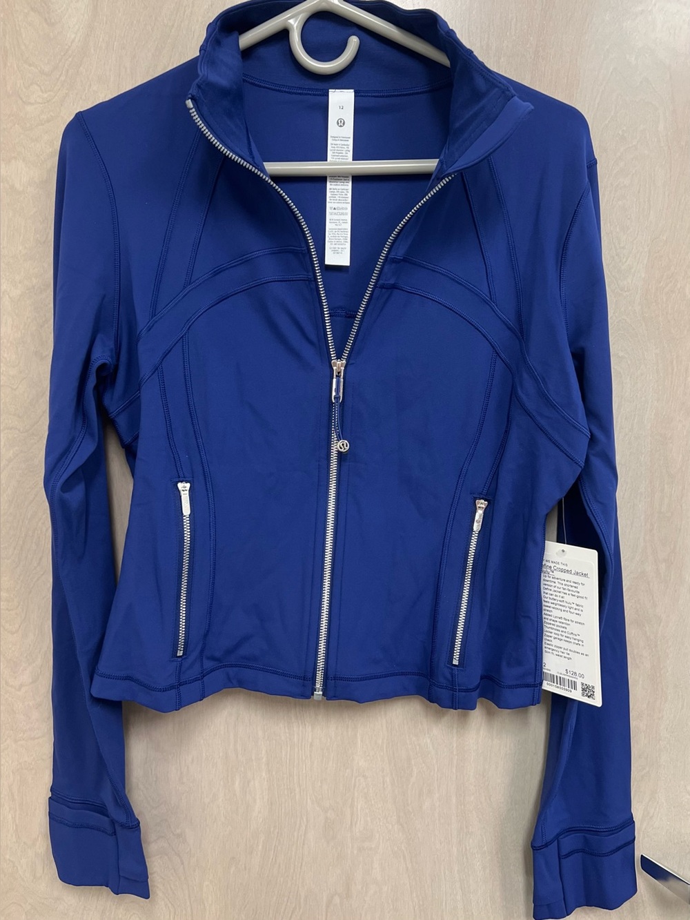 NWT Lululemon Define Cropped Jacket Nulu Club Blue Mirror Silver Size 12 - Picture 2 of 7